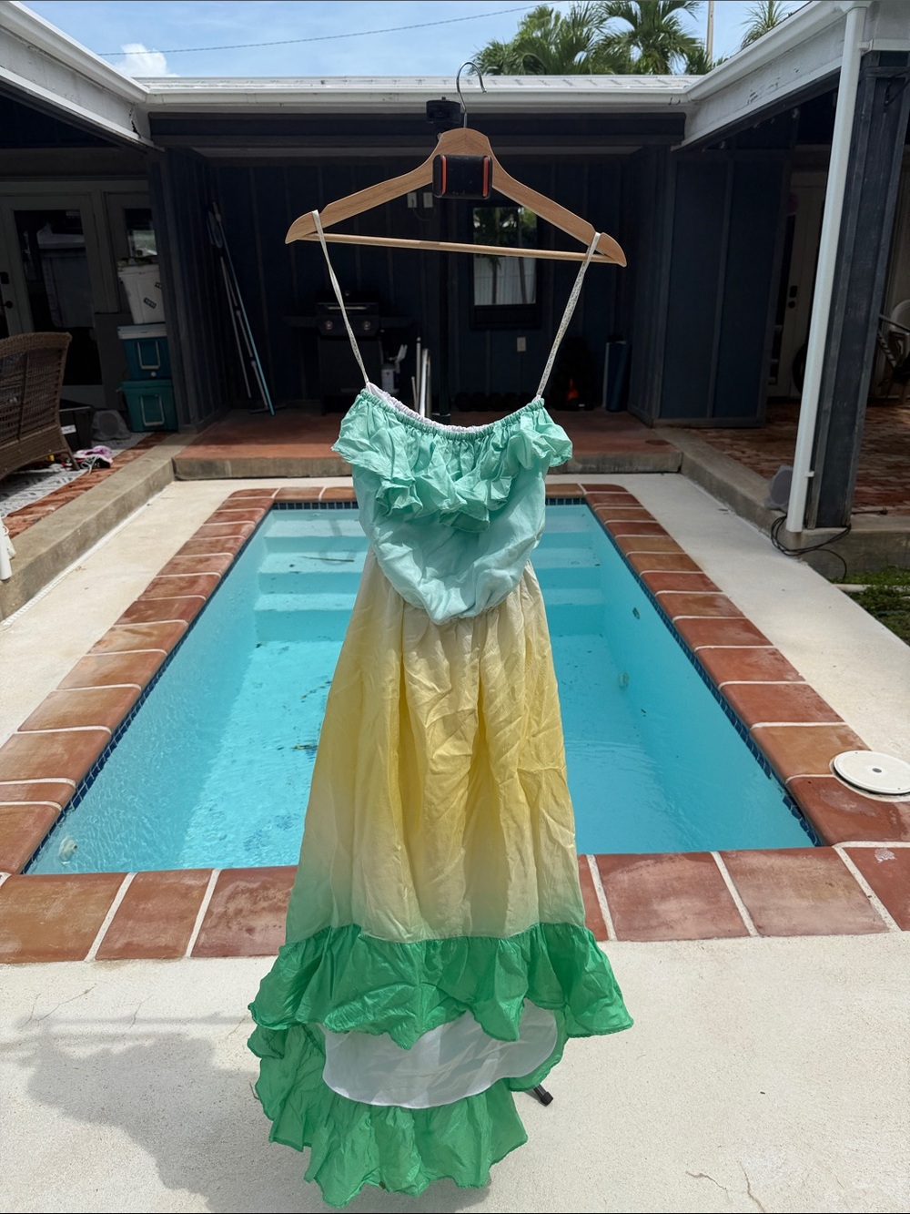 Lilly Pulitzer Mint, Yellow & Green High-Low Ruffle Dress